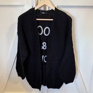 Black Open-Front Cardigan